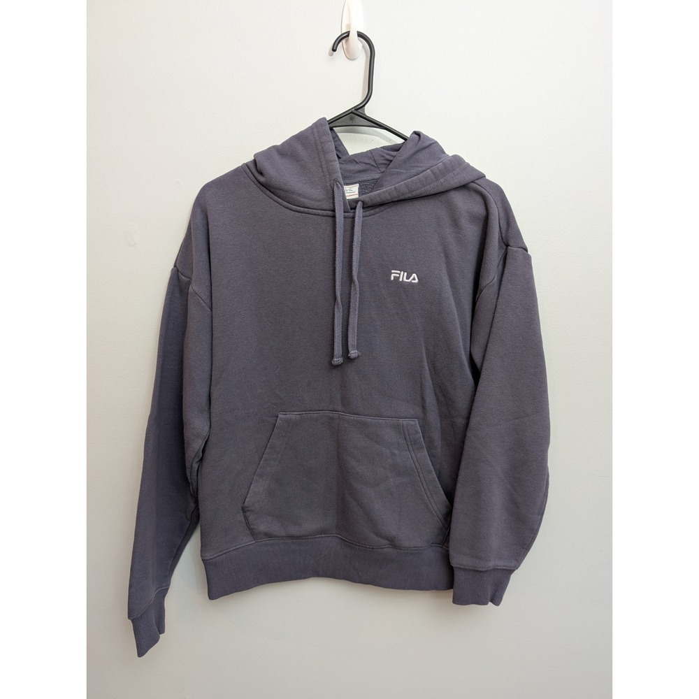 D2 Fila Purple Pullover Hoodie Sweatshirt Size Medium
